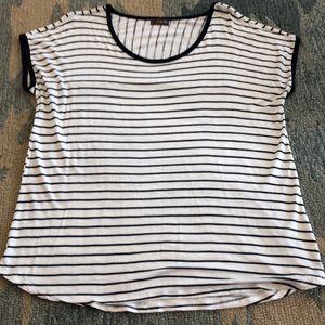 Blouse Navy cream stripe pull over